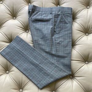 Topman Gray Checkered Flat Front Slacks
